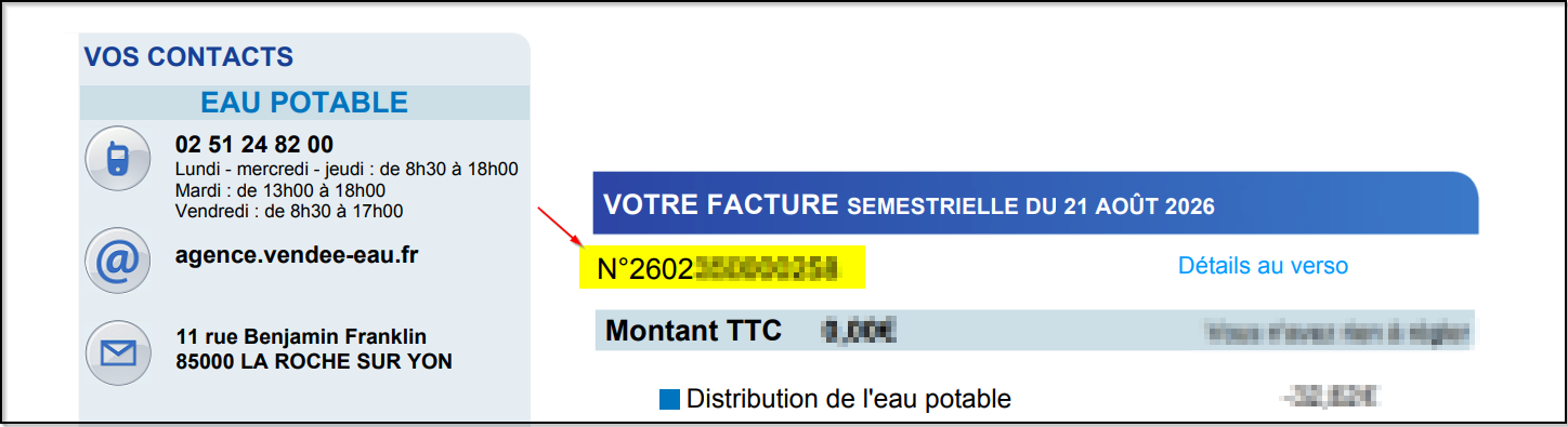 Verso de la facture